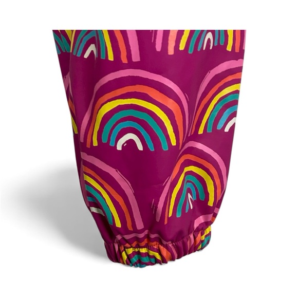 Hatley Pink Rainbow Joggers Kids Sz 8 Rain Pant Pocket Elastic Drawstring Waist - Picture 7 of 8